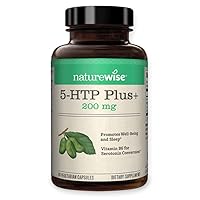 5-HTP 200Mg Mood Support, Natural Sleep Aid helps promote healthy eating habits, Easy-to-Digest Delayed Release Capsules Enhanced w/ Vitamin B6, Non-GMO (2 Month Supply - 60 Count)