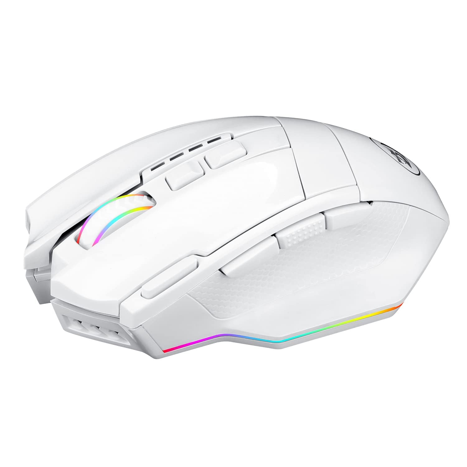 Redragon M801 Gaming Mouse LED RGB Backlit MMO 9 Programmable Buttons Mouse with Macro Recording Side Buttons Rapid Fire Button 16000 DPI for Windows PC Gamer (Wireless, White)