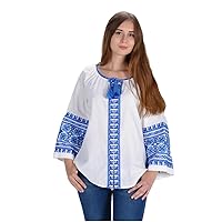 Embroidered Blouse Natural Linen Boho Ethnic Style, New
