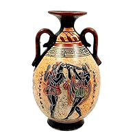 Ancient Greek Pottery Amphora,Multicolored,Aulitris and God Apollo