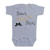 Unisex-Baby White Bodysuit Bows Before Bros Black/Gold Print