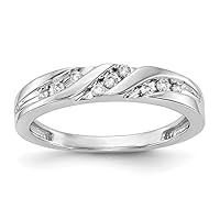 14k White Gold 1/8 Carat Diamond Trio Ladies Wedding Band Size 7.00 Jewelry for Women