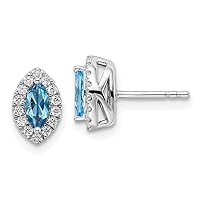 14k White Gold Lab Grown Diamond and Blue Topaz Post Earrings Measures 9.3mm Long Jewelry for Women