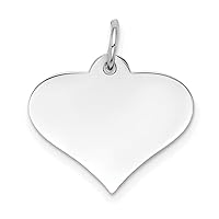 14k White Gold Plain .011 Gauge Engraveable Heart Disc Charm - 21mm