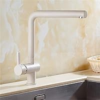 Faucets, Quartz Stkitchen Faucet 360 Degree Rotation Copper Hot and Cold Faucet Sink Mixer Tap 360 Swivel Deck Mounted/Beige