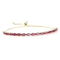 Adjustable Yellow Plated 3.75 Cts Oval Cut Ruby Gemstone 925 Sterling Silver Wedding Tennis Braclet