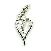 White Cubic Zircon Unique Heart Pendants Round Gemstone 925 Sterling Silver Handmade Jewelry