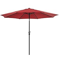 DUMOS 9FT Outdoor Patio Umbrella with Push Button Tilt and Crank, Table Umbrella, 8 Sturdy Ribs Waterproof Pool Umbrella for Market, Terrace, Beach, Outdoor Restaurant
