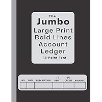 The Jumbo Large Print Bold Lines Account Ledger - 18-Point Font (Black Design): Simple Check Register / Check Log Book / Debit Card Ledger / Account Tracker / 8.5x11