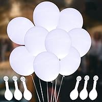 LED Light up Balloons, 50 Pack White Party LED Balloons, 60 LED Lights for Party Birthday and Wedding Decoration (White Balloons White Lights)