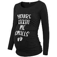 Funny Maternity Shirts for Women - Pregnancy Must Haves Gifts for Pregnant Mom Comfortable Ruched Sides Tops