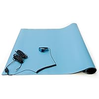 -ESD High Temperature Mat Kit, 18 Inches Wide x 30 Inches Long x 0.08 Inches Thick, Blue, Includes a Wrist Strap and Grounding Cord, RoHS and REACH Compliant (Assembled in USA) Product Name