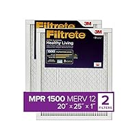 Filtrete 20x25x1 AC Furnace Air Filter, MERV 12, MPR 1500, CERTIFIED asthma & allergy friendly, 3 Month Pleated 1-Inch Electrostatic Air Cleaning Filter, 6-Pack (Actual Size 19.69x24.69x0.78 in)