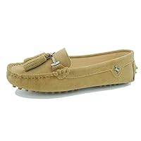 TDA Womens Casual Comfort Slip-on Metal Button Tassel Suede Leather Driving Walking Trail Running Loafers Boat Shoes Multi Colored