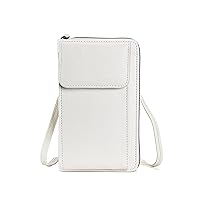 Small Crossbody Bag Cell Phone Purse Wallet Mini Shoulder Bag Wristlet Card Clutch Handbag for Women with Credit Card Holder Slots, Offwhite