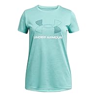 Under Armour Girls' Tech Big Logo Twist Short Sleeve T Shirt, (482) Radial Turquoise / / White, Medium