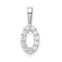 14k White Gold Diamond Sport game Number 0 Pendant Necklace Measures 12.99x4.81mm Wide 1.64mm Thick Jewelry for Women