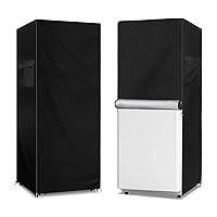 Outdoor Refrigerator Cover,600D Heavy Duty 100% Waterproof Upright Freezer Cover,Outside Stand Up Fridge Covers.Front Can Be Rolled-Up by Zippers.(Black,30