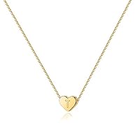 PAVOI 14K Gold Plated Tiny Heart Necklace | Dainty Necklace for Women | Personalized Letter Heart Choker | Adjustable Slider