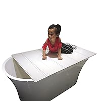 Folding Bathtub Tray Bathroom Dustproof Plate Bathtub Shelf Thickened Bathtub Thermal Insulation Cover Bath Lid Bathtub Stand PVC (White)