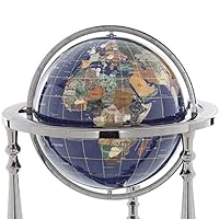 KALIFANO Large Gemstone Globe with Vibrant Polished Lapis Ocean and Mosaic Gem Continents on 37