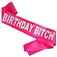 Birthday Sash for Women, Birthday Party Supplies for Birthday Girls, Birthday Gifts for Her, Pink and Silver Birthday Party Decorations