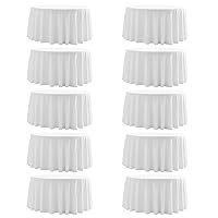 Round Tablecloth,10 Pack 120inch Stain and Wrinkle Resistant Polyester Table Cloth,Decorative Fabric Table Cover for Kitchen,Dinning,Party,Wedding Round(White)