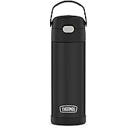 THERMOS FUNTAINER 16 Ounce Stainless Steel Vacuum Insulated Bottle with Wide Spout Lid, Black Matte