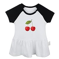 Fruit Cherry Pattern Cute Dresses, Newborn Infant Baby Girls Princess Dress, Kids Novelty Ruffles Cotton Clothes