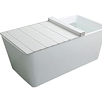 Bathtub Cover Plate Bath Lid Bathroom Thermal Insulation Cover Anti-dust Folding Board Bathtub Stand Bath Tray PVC(White)