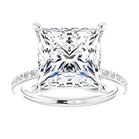 JEWELERYIUM 5 CT Princess Cut Colorless Moissanite Engagement Ring, Wedding/Bridal Ring Set, Halo Style, Solid Sterling Silver, Anniversary Bridal Jewelry, Amazing Birthday Gift for Wife