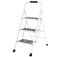 HBTower 3 Step Ladder, 3 Step Stool for Adults,330 lbs Capacity,Step Ladder with Wide Anti-Slip Pedal