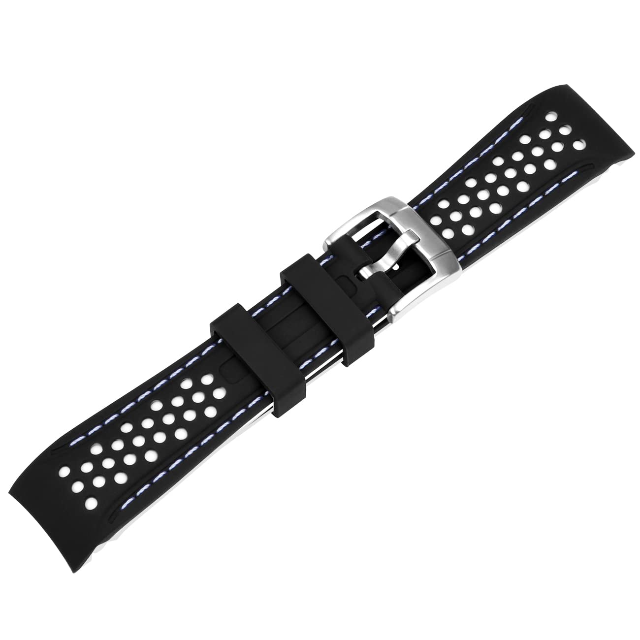 YISIWERA Durable Rally Racing Two Tone Curved Ends Rubber Silicone Watch Bands 20mm 22mm Universal Stitch Watch Strap for Men Women Stainless Steel Buckle