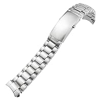 316L Stainless Steel Curved End Watchband 20mm 22mm Fit for Omega Seamaster Planet Ocean Diver 300 Silver Solid Watch Strap (Color : 3 strains, Size : 22mm)