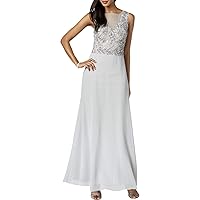 Adrianna Papell Women's Petite Long Gown with Beaded Bodice