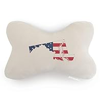Maryland USA Map Stars Stripes Flag Shape Car Trim Neck Decoration Pillow Headrest Cushion Pad