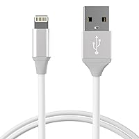 TalkWorks iPhone Charger Lightning Cable 4ft Short Strain Relief Heavy Duty Cord MFI Certified for Apple iPhone 12, 12 Pro/Max, 12 Mini, 11, 11 Pro/Max, XR, XS/Max, X, 8, 7, 6, 5, SE, iPad - White