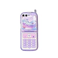for Samsung Galaxy Z Flip 4 Cute Purple Boat Print, Woman Case for Galaxy Z Flip 4 with Screen Cover Hidden Stand, Kawaii Girls Protective Case for Galaxy Z Flip 4 (Purple Boat)
