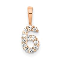 14k Rose Gold Diamond Sport game Number 6 Pendant Necklace Measures 12.85x4.97mm Wide 1.85mm Thick Jewelry for Women