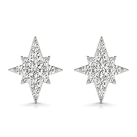 Star Diamond Earring in 14K White Gold