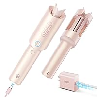Curlgo Cordless Automatic Curling Iron - Rotating Curling Wand 1 Inch Anti-Scald & Tangle-Free for Easy Lasting Curls, Ceramic Hair Curler Portable, Rechargeable & Dual Voltage for 14”-22” Hair