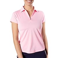 GOLFTINI Women's Short Sleeve Golf Tennis Polo with Zipper UPF 30+ Active Shirt