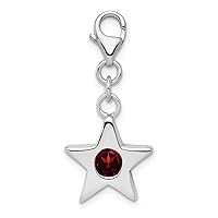 925 Sterling Silver Birth Month CZ Cubic Zirconia Simulated Diamond Star Charm Pendant Necklace Jewelry for Women in Silver Choice of Birth Month and Variety of Options