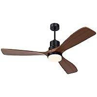 Ceiling Fans with Lights and Remote 52-Inch Indoor Outdoor Ceiling Fans with Lights Modern 3 Wood Blade Ceiling Fan With Noiseless DC Motoror Patio Living Room, Bedroom, Office, Summer House