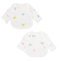 Newborn Side snap Shirts for Baby Girls & Boys, Purcotton Baby Girls & Boys Top Tees with Cute Patterns, 2-Pack