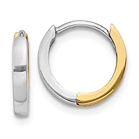 14ct Two Tone Polished Gold 1.75mm Hinged Hoop Earrings Measures 7x2mm Wide Jewelry for Women