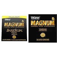 TROJAN Magnum BareSkin Premium Large Condoms & Magnum Lubricated Large Condoms, Comfortable and Smooth Lubricated Condoms for Men, America’s Number One Condom, 36 Count Pack