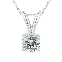 SZUL Certified 1/7ctw - 1ctw Round Diamond Solitaire pendnat Available in 14K White and Yellow Gold