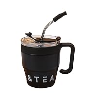 Portable Coffee Cup with Straw Lid 480ML Insulated Mug Water Cups Drinking Mug Suitable for Drinks Tea Water Milk Coffee