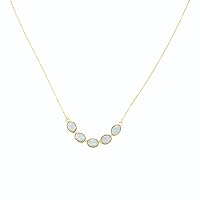 Guntaas Gems Oval Rainbow Moonstone Gemstone Pendant Brass Gold Plated Chain Necklaces June Birthstone Fashion Jewelry Gift For Girls & Women